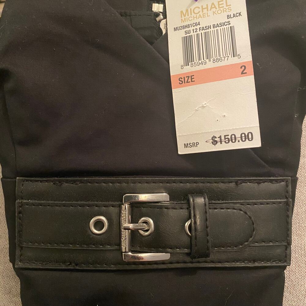 Michael Kors Bodycon Silver Belt Buckle Sexy Little Black Dress Mini Length LBD - Picture 7 of 9